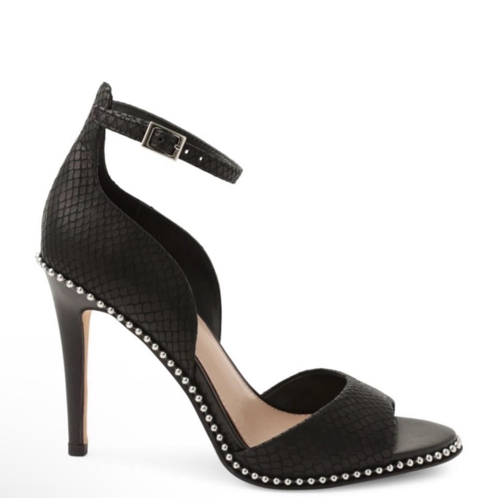 BCBGeneration Jessika Black Stud-Trim Ankle-Strap High Heel Sandal - Picture 2 of 9